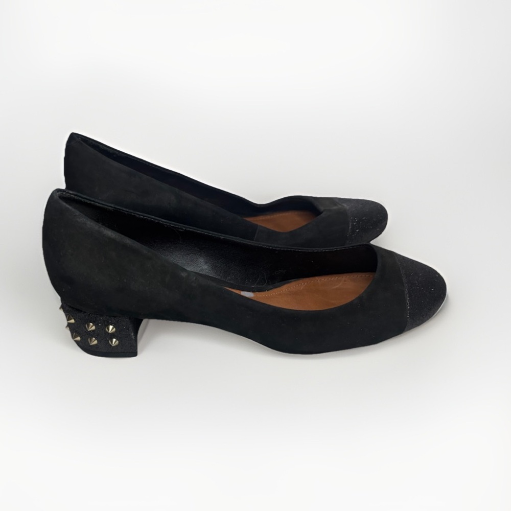 Schutz Womens Sailfish Pump Block Heels Shoes Black Studded Leather 7 B